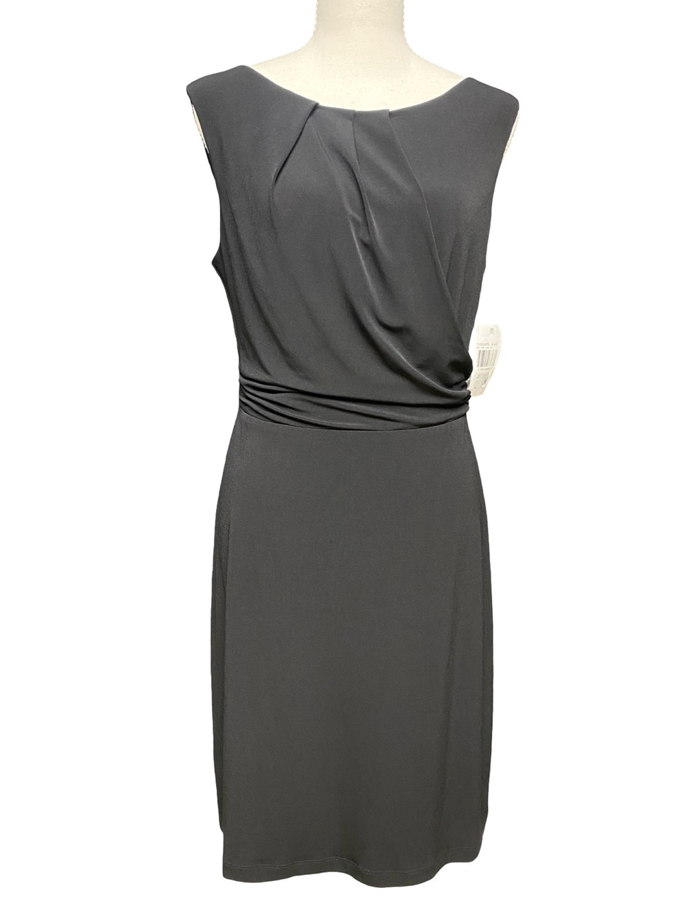 Black Sheath Dress Women’s Size 8 Sleeveless Ruched Career Cocktail NWT